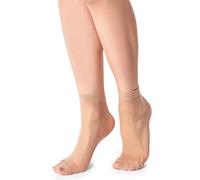 LORES Chaussettes mi-transparentes pour femmes, coupe basse, invisible à la cheville, mi-haut, en nylon, douces et confortables, taille unique, 15 DEN, lot de 2 pièces, naturel, Taille unique