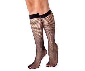 LORES Chaussettes montantes en résille pour femme Motif diamant Taille unique, Taille unique