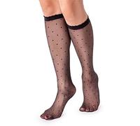 LORES Chaussettes montantes transparentes pour femme Motif fantaisie, Peperone Nero, Taille unique
