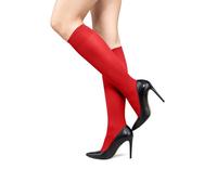 LORES Chaussettes montantes unies pour filles - Uniforme scolaire en couleurs unies, Rouge, Taille unique