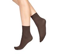LORES Chaussettes pour femmes, microfibre, opaques, ajustées, longueur mollet, 60 deniers, bande anti-pression, chaussettes mi-haut [Fabriqué en Italie], Castoro, taille unique