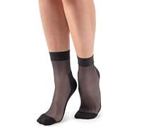 LORES Chaussettes quart de pied transparentes pour femme - Taille unique - Avec semelle de massage - En nylon pop - Invisible - 20 deniers - Massaggio, Noir , taille unique