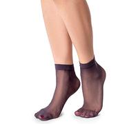 LORES Chaussettes semi-transparentes pour femmes à coupe basse Invisibles à la cheville Hautes et confortables en nylon 15 DEN Taille unique Lot de 2 paires, Taille unique
