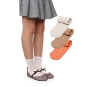 LORES Chiara Chaussettes Fille 40 DEN 3 Paires Microfibre Opaques Douces Élastiques Chaussettes École Enfant Confortables Uniforme Taille 26-37 Classiques Écru Beige Pêche