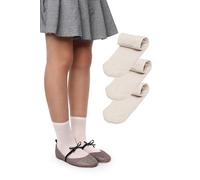 LORES Chiara Chaussettes Fille 40 DEN 3 Paires Microfibre Opaques Douces Élastiques Chaussettes École Enfant Confortables Uniforme Taille 26-37 Classiques Écru