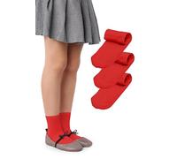 LORES Chiara Chaussettes Fille 40 DEN 3 Paires Microfibre Opaques Douces Élastiques Chaussettes École Enfant Confortables Uniforme Taille 26-37 Classiques Rouge
