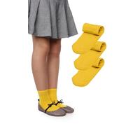 LORES Chiara Chaussettes Fille 40 DEN 3 Paires Microfibre Opaques Douces Élastiques Chaussettes École Enfant Confortables Uniforme Taille 26-37 Classiques Jaune