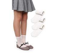 LORES Chiara Chaussettes Fille 40 DEN 3 Paires Microfibre Opaques Douces Élastiques Chaussettes École Enfant Confortables Uniforme Taille 26-37 Classiques Blanc
