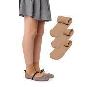 LORES Chiara Chaussettes Fille 40 DEN 3 Paires Microfibre Opaques Douces Élastiques Chaussettes École Enfant Confortables Uniforme Taille 26-37 Classiques Beige