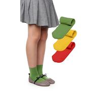 LORES Chiara Chaussettes Fille 40 DEN 3 Paires Microfibre Opaques Douces Élastiques Chaussettes École Enfant Confortables Uniforme Taille 26-37 Classiques Vert Jaune Rouge