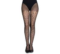 LORES Collants fins noirs mats semi-transparents pour femme avec motif pour bureau, école, diamant, tenue sexy à motifs, Leopardo Nero, XL