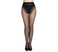 LORES collants de bikini italiens - stretch opaque ultra-transparent. Corsage évasé renforcé. 40 den, Nero, Taille M
