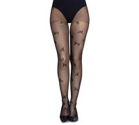 LORES Collants fins noirs mats semi-transparents pour femme avec motif pour bureau, école, diamant, tenue sexy à motifs, Honey Nero, XS-S