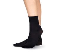 LORES Collants opaques en microfibre pour femmes, longueur mollet, 60 deniers, bande anti-pression, chaussettes hautes à la cheville [Fabriqué en Italie], noir, Taille unique
