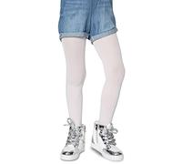 LORES Collants opaques pour fille, Avec pied, Pour l'école de danse classique, 40 deniers, Bianco, 134-140