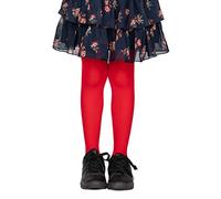 LORES Collants opaques pour fille, Avec pied, Pour l'école de danse classique, 40 deniers, Rouge, 122 cm-128 cm