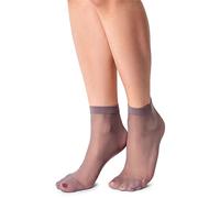 LORES Lot de 2 paires de chaussettes basses semi-transparentes en nylon pour femme Taille unique 15 deniers, argenté, taille unique