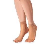 LORES Lot de 2 paires de chaussettes basses semi-transparentes en nylon pour femme Taille unique 15 deniers, Doré, taille unique