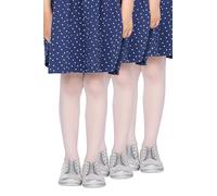 LORES Lot de 3 collants pour filles collants unis semi-transparents collants classiques à pieds pour danse ballet tous les jours 20 DEN Tonia, Bianco, 122-128 cm