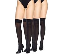 LORES Lot de 3 paires de chaussettes opaques en microfibre pour femme, hauteur genou, longues et chaudes, pour fille, pour cosplay, 60 DEN, noir, Taille unique