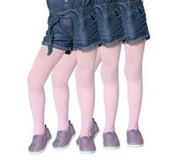 LORES 3 paires de collants opaques unies pour fille, pieds recouverts, 40 deniers, pour l’école et le ballet (fabriqués en Italie), rose, 7-8 Years