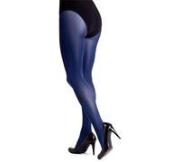 LORES Lucido Collants en satin pour femme 100 deniers épais aspect brillant uni opaque sans pression, Prussia, XL
