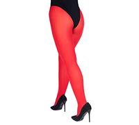 LORES Lucido Collants en satin pour femme 100 deniers épais aspect brillant uni opaque sans pression, Rouge, XL