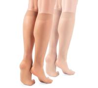 LORES Natalie - Lot de 2 paires de chaussettes pour femme, hauteur genou, 15 deniers, opaques, semi-voilées, Taille unique