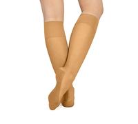 LORES Pop Socks Jambières respirantes pour femme avec semelle de massage sans pression 20 deniers, Sahara, Taille unique