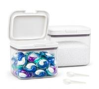 LORESJOY 1200 ML Rangement Lessive en Capsules Lot de 2 | Récipient pour Poudre à Lessive avec Couvercle, Boîtes de Rangement pour Poudre à Lessives, Distributeur de Lessiv
