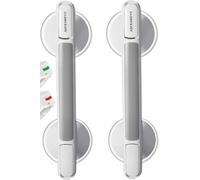 LORESJOY 2pcs Ventouse de Poignée Douche,Poignée Ventouse pour Salle de Bain，Barre d’Appui Murale avec Ventouse pour Salle de Bain/WC, Support jusqu'à 120 KG sans Perçage et Amovible