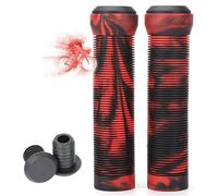 LORESJOY Poignées de Vélo MTB en Caoutchouc, 2 Pièces Protecteur de Guidon de Vélo, Souple Antidérapant, Ergonomique, avec Capuchons aux Extrémités, pour Vélo de Montagne/Route/VTT(Rouge)