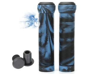 LORESJOY Poignées de Vélo MTB en Caoutchouc, 2 Pièces Protecteur de Guidon de Vélo, Souple Antidérapant, Ergonomique, avec Capuchons aux Extrémités - pour Vélo de Montagne/Route/VTT (Bleu)