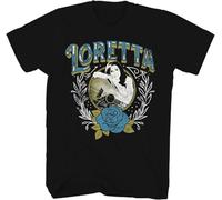 Loretta Lynn T Shirt Photo Rose Adult Black Short Sleeve American Country Music Vintage Style Graphic Tee Manches Courtes(X-Large)
