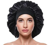 Lorevan Bonnet en Satin pour Cheveux - Protection de Nuit pour Femme - Idéal pour Cheveux Afro, Noir