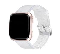 Lorheyar Bracelet De Montre De Rechange Compatible Avec Fitbit Versa 2/Versa/Versa Lite SE, Bracelets En Silicone Souple À Paillettes Pour Femmes Et Filles Compatible Avec Versa Silver,1