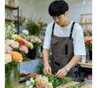 Lorheyar Tablier De Travail en Toile avec Bretelles Réglables, Multiples Poches Et Porte-Bouteille, 75x60cm, pour Cuisine, Atelier, JardinageGrey,1