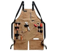 Lorheyar Tabliers en Toile Imperméable Lourd avec 5 Poches, Tablier De Travail Multifonctionnel Réglable pour Jardin, Atelier D'artisanat Et GarageBrown,One Size