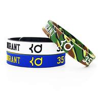 Lorh's store Bracelets réversibles inspirés par Une équipe de Basket-Ball Sport Bracelet Double réglable en Silicone 3 Pcs (Kevin Durant)