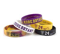 Lorh's store NBA Basket-Ball Kobe Bryant Portrait Bracelet numéro 24 Silicone inspirant Mot Sport Bracelet 5 pcs