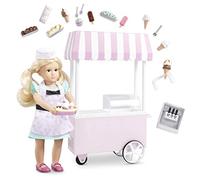 Lori - Chariot de crème glacée d’Evelina avec Mini-poupée | Poupée de 15 cm avec robe, tablier, chapeau, chariot à glace et 25 pièces pour servir cornets et desserts glacés, 3 ans et +