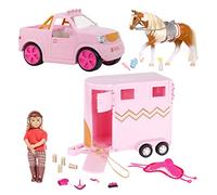 Lori - Ensemble Camion et remorque de Briella - Mini poupée, camionnette, Cheval et remorque - Poupée cavalière et Voiture de 15 cm - 3 Ans et +