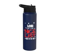 Lori On The Nice List Nom de Noël amusant Lori Stainless Steel Insulated Water Bottle