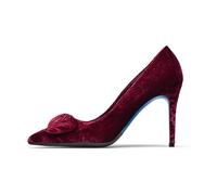Loriblu - Escarpins en Velours Damassé Ru vec Accessoire - Femme - Chaussures - Rouge - Taille: 36 EU
