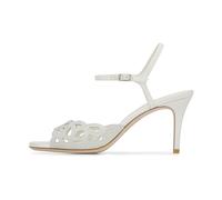 Loriblu - Sandalette bijou en satin et daim lait avec strass - Femme - Chaussures - Blanc - Taille: 37 EU