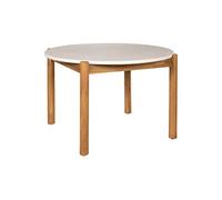 AltoBuy LORIENA - Table Repas de Jardin Ø120cm en Acacia Plateau en Terrazzo