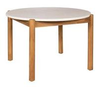 LORIENA - Table Repas de Jardin Ø120cm en Acacia Plateau en Terrazzo -