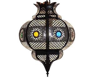 LORIENT Cleopatra Lampe orientale en métal avec effet vieilli de cuivre Marron 42 cm