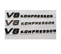 LORIER Chrome/mat noir/brillant noir V8 Kompressor Lettres Badge Emblem Emblem Autocollant Decal Autocollant for Mercedes Benz AMG V8Kompressor Autocollants et autocollants avec logo (Size : Chro