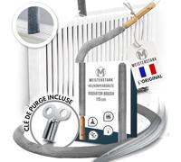l'ORIGINAL Brosse Radiateur Longue 115cm I Brosse pour Radiateur sans Rayures I Plumeau Radiateur avec Housse Flexible et Lavable I Brosse de Nettoyage Radiateur pour Un Air Ambiant Agréable (Gris)